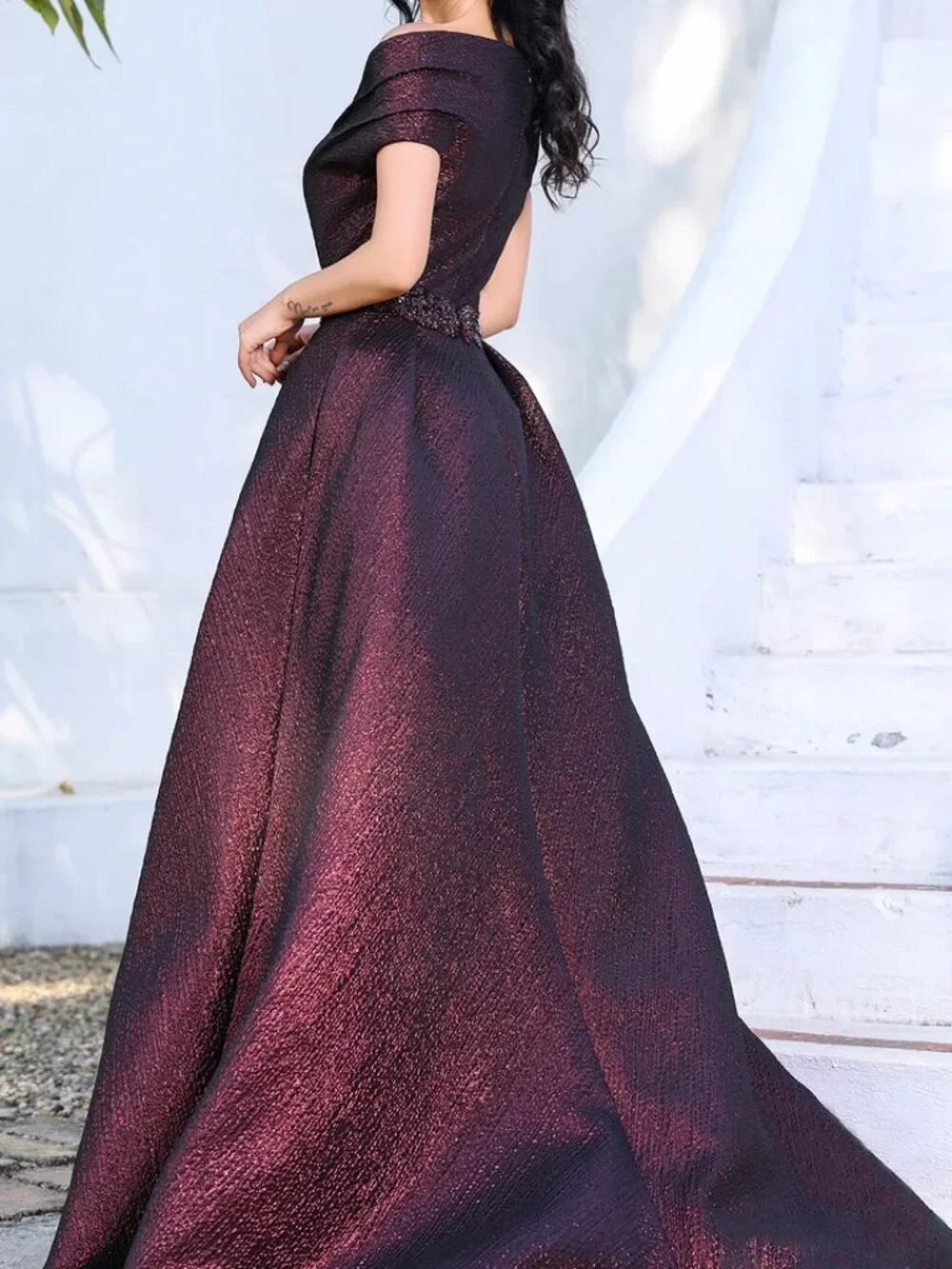 NWT Terani Couture 252M5333 Mother of the Bride with Jeweled belt Vino size 6 - Picture 3 of 7